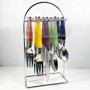 New set of 20 colorful utensils with metal caddy